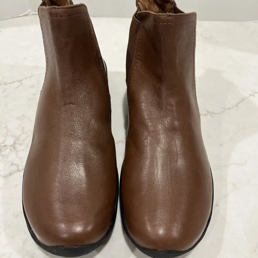 David Tate Womens 10.5 M Brown Leather Booties Shoes Pull On Ankle Chelsea‎
